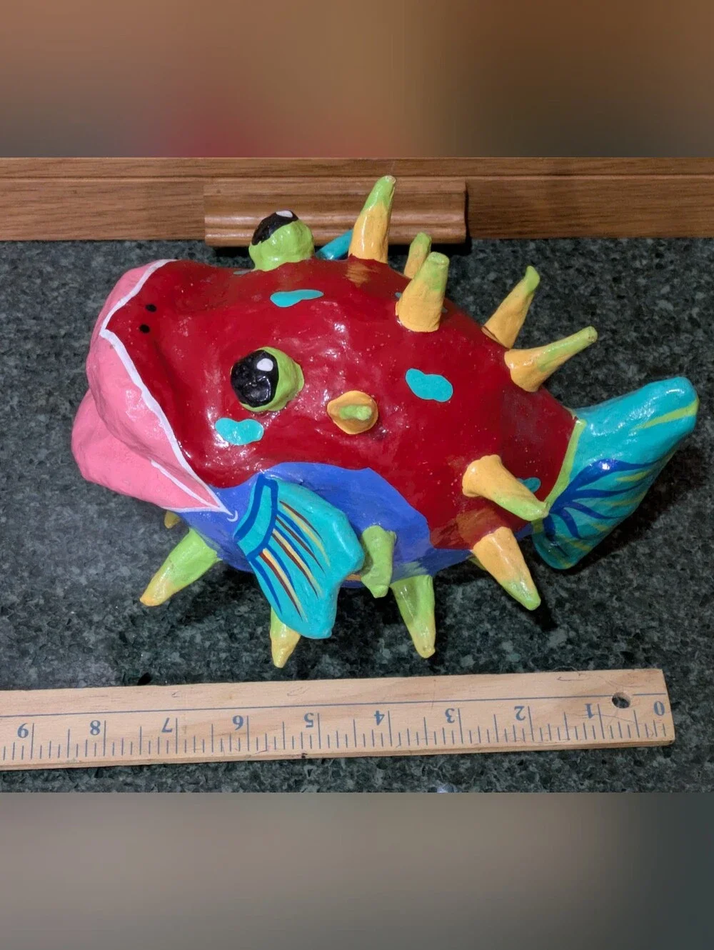 Paper Mache 3 Large Colorful Fish. Beautiful Decorative Set. EUC
